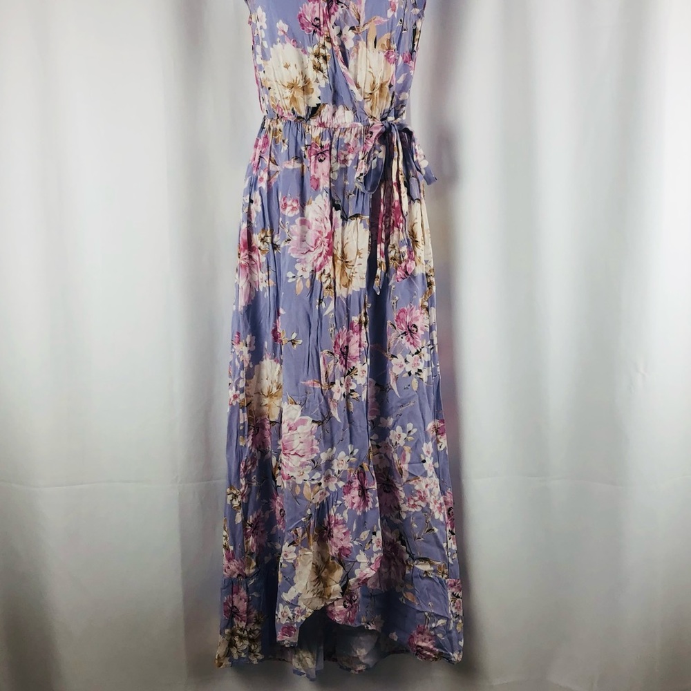 Band of Gypsies faux wrap flutter sleeve maxi Dress pockets XS - Picture 8 of 15